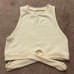 never worn cream croptop with crossover
